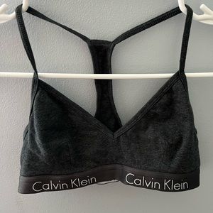 Unpadded sports bra.